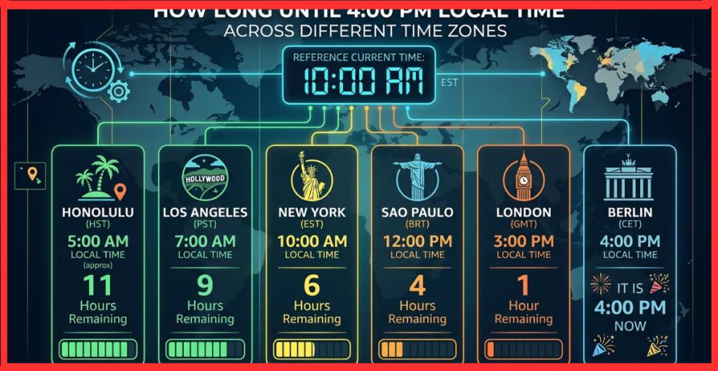 How Long Until 4:00 PM in Different Time Zones