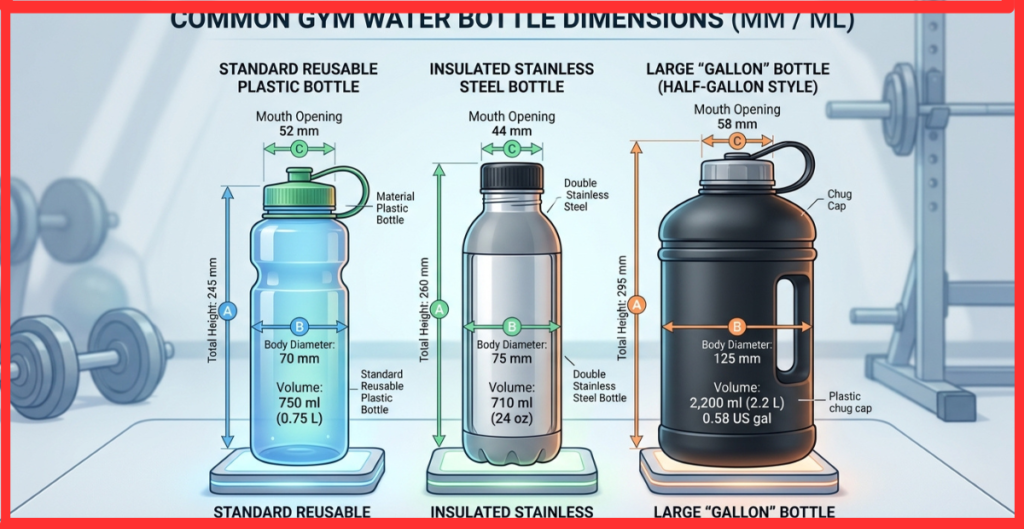 Gym water bottle dimensions