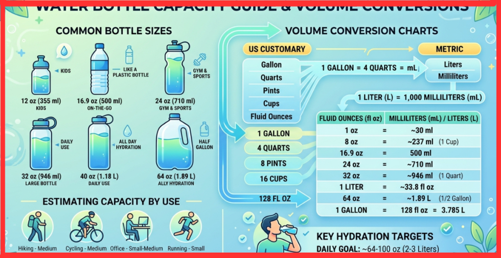 Water bottle capacity guide