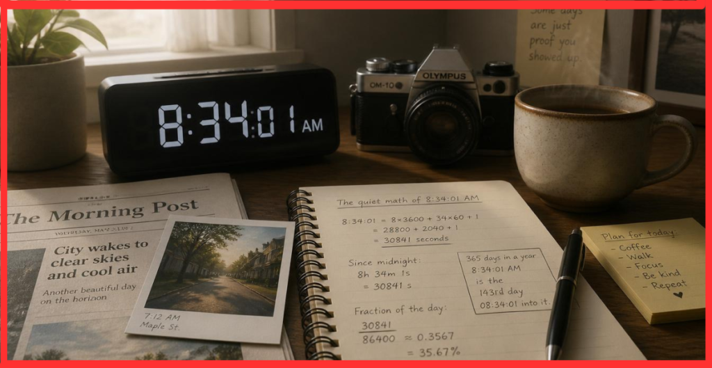 Morning time calculation 8:34:01 AM snapshot