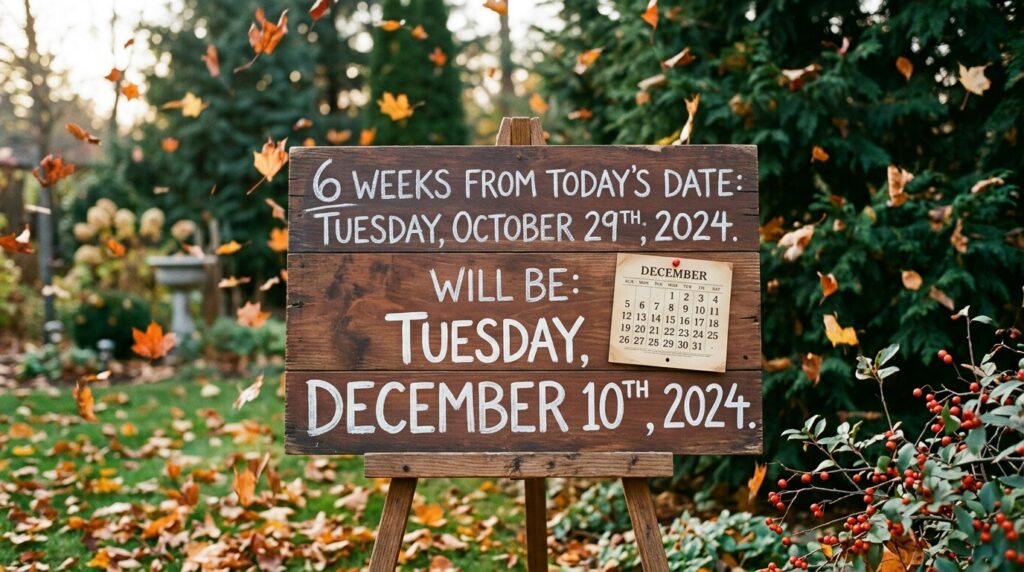 Six weeks from today (July 5, 2026) is August 16, 2026.