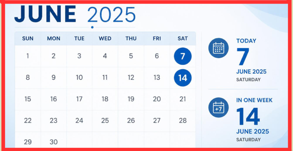 What Date Is 1 Week From Today